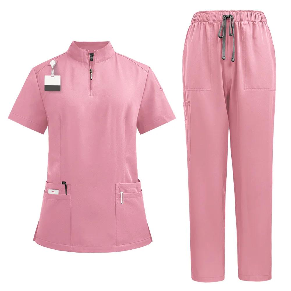 Unisex Medizinische Uniformen für V-Ausschnitt Schwestern-Kasack-Set Damen Krankenhaus Arzt Arbeitskleidung Oral-Zahnchirurgie Arbeitsuniform Kurzarm S