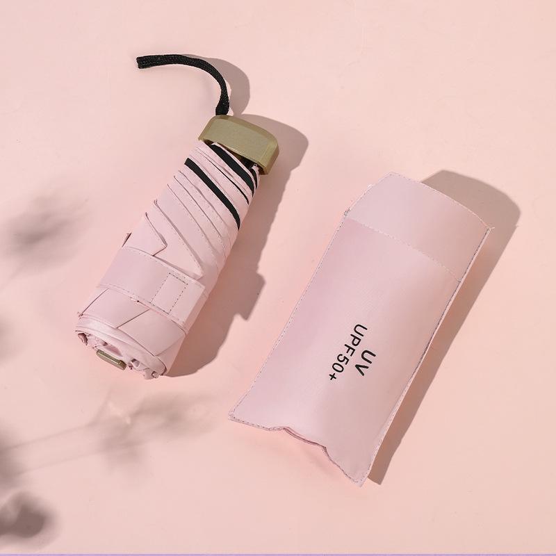Mini Sonnenschirm Kleine Tasche Regen Reise Regenschirm Vinyl Taschenschirm UV Schutz Sonnenschutz Tasche Sonnenschirm Kapsel 1PCS rosa