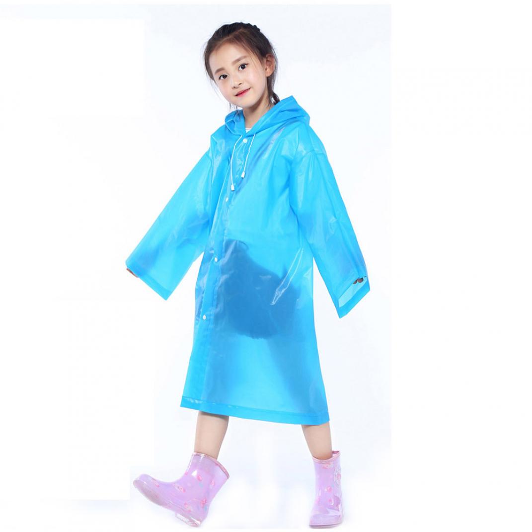 Kinder Regenmantel Kinder undurchlässige Abdeckung Poncho Regenbekleidung wasserdichte Kapuze Capa One Size blau