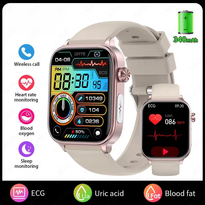 2025 Neue EKG+PPG KI Gesunde Diagnose Smartwatch Männer Frauen Blutfett Harnsäure Weibliche Menstruationsgesundheit Tracker Smartwatch Grey silicone belt