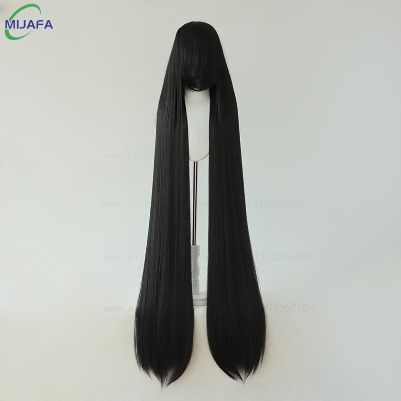 700g Hohe Qualität 59 150cm Lang Gerade Cosplay Perücke Mit Pony Blond Braun Rot Grün Blau Hitzebeständige Haarfarben Anime Perücken schwarz