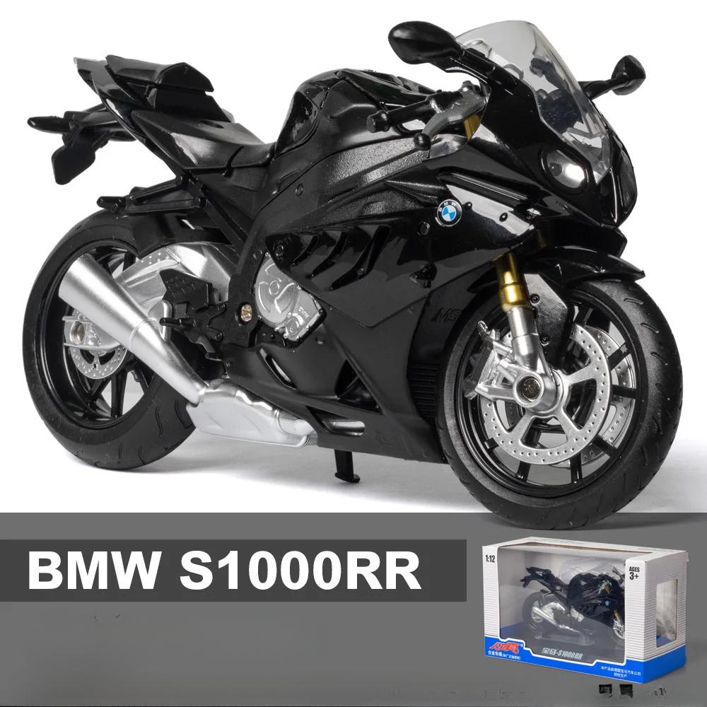 1/12 BMW S1000RR Modellauto Simulation Legierung Metall Spielzeug Motorrad Kinderspielzeug Geschenk Sammlung schwarz