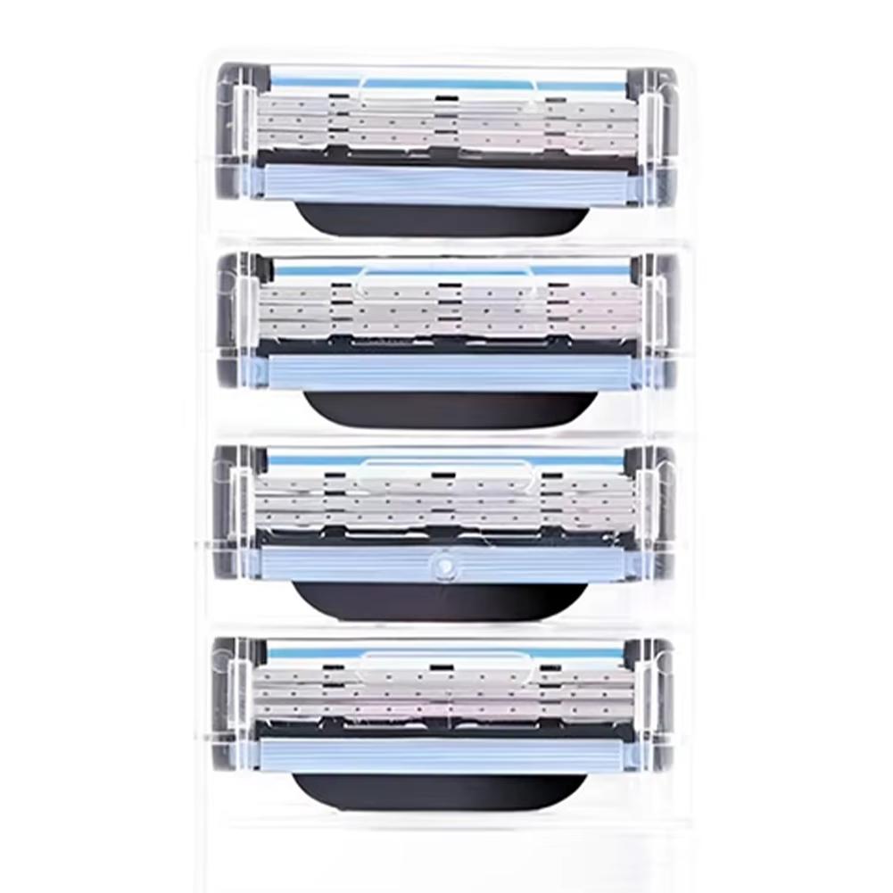 32 Stück Klassische Manuelle Bartrasierer Klingen für Gillette Mach 3 Vintage Rasierer Edelstahl Männer 3-lagige Rasierklingen Zubehör braunroten