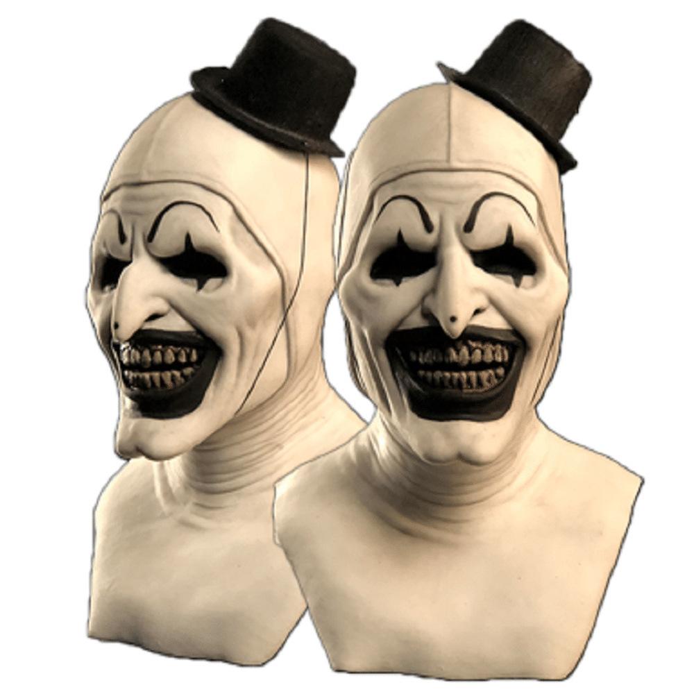 Art The Clown Cosplay Film Terrifier 2 Art The Clown Cosplay Kostüm Jumpsuit Maske Halloween Kostüme Maske für Männer Frauen XL beige