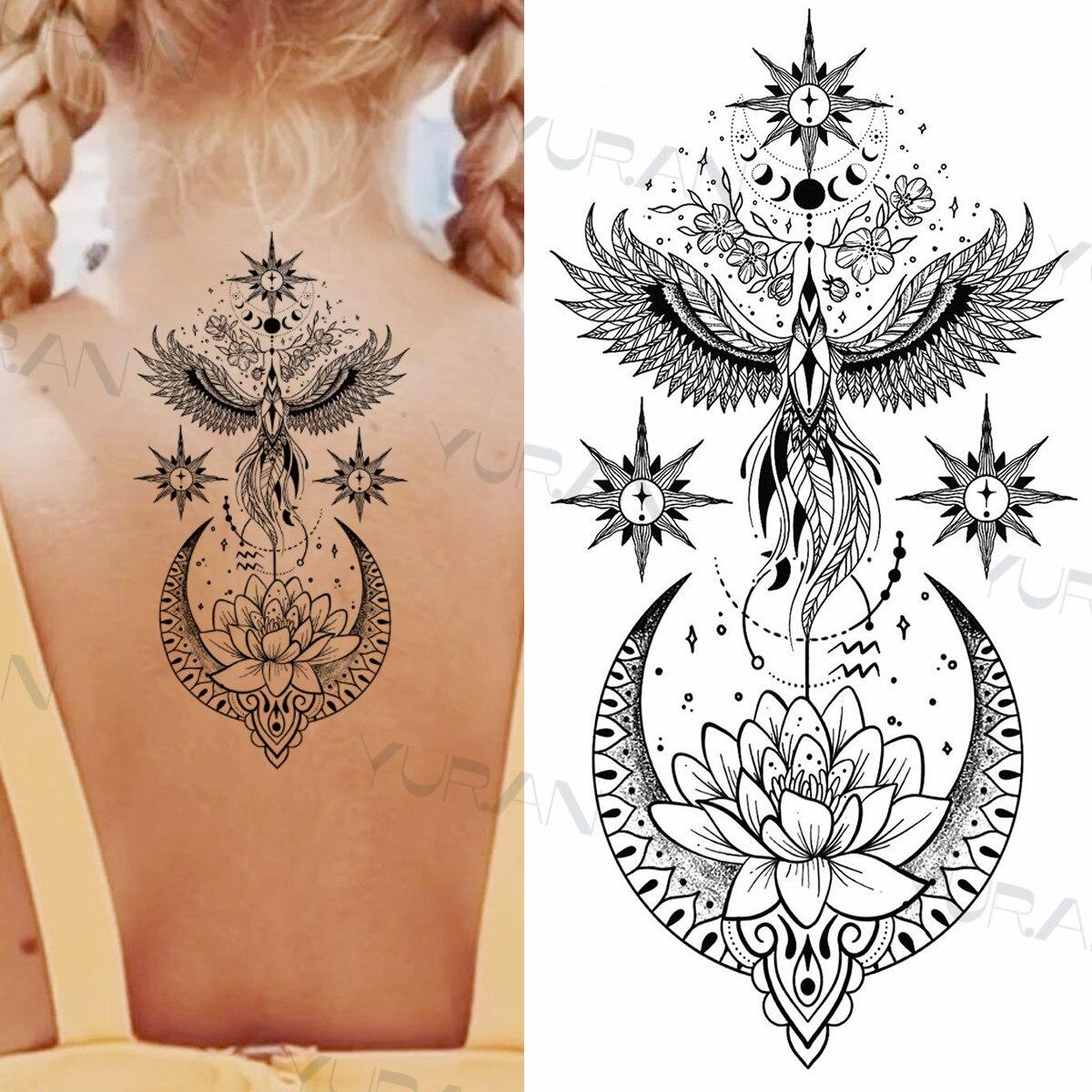 Spitze Schmetterling Rose Temporäre Tattoo Für Frauen Erwachsene Henna Elefant Anhänger Mond Blume Gefälschte Tatoo Wasserdicht Arm Tattoo Aufkleber