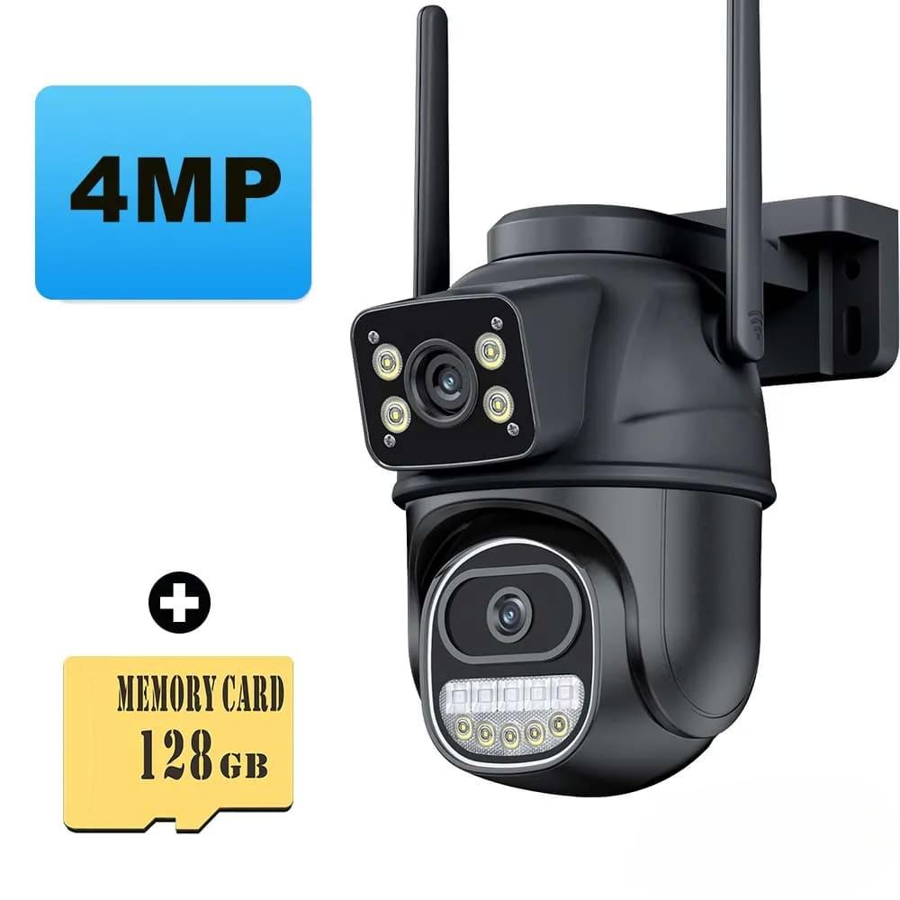 12MP 6K HD Externe WiFi-IP-Kamera für den Außenbereich, 8-facher Zoom, drei Objektive, Dual Screen, automatisches Tracking, Sicherheitsschutz, CCTV-Überwachung, iCSee-App 4MP Add 128G