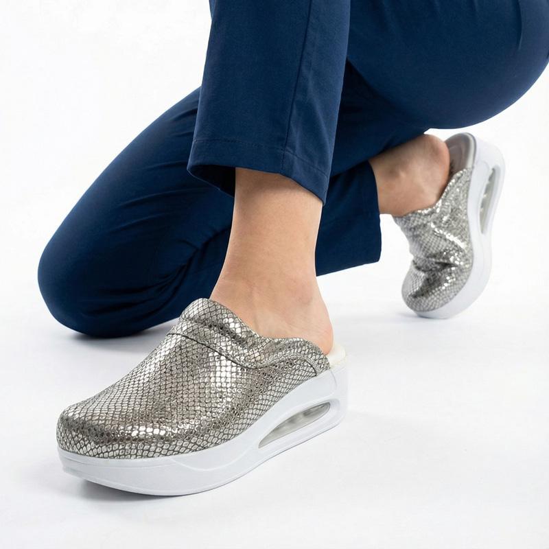 Frauen Medizinische Clogs Sabo Krankenhausschuhe Rutschfeste Pantoffel Krankenschwester Arzt Hebamme Chirurgische Sandalen 39 alte silber