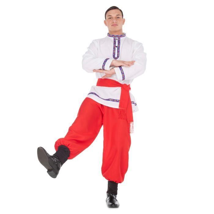 Kostüm Traditioneller Russischer Tänzer Mann - M/L - Rot/Weiß/Blau - Karnevalskostüm Erwachsene