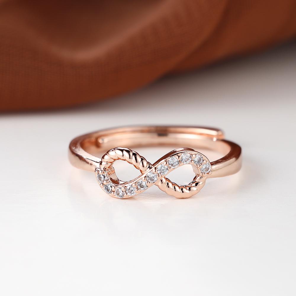 Silber Gold Farbe Weißer Stein CZ Liebe Unendlichkeit Ring Verlobung Verstellbarer Ring Hochzeit Öffnungsringe für Frauen Modeschmuck rose gold