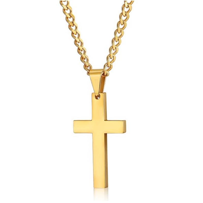 Vintage Kreuz Anhänger Halskette Edelstahl Halskette Neues Design Schwarze Kette Anhänger Halskette Männer gold