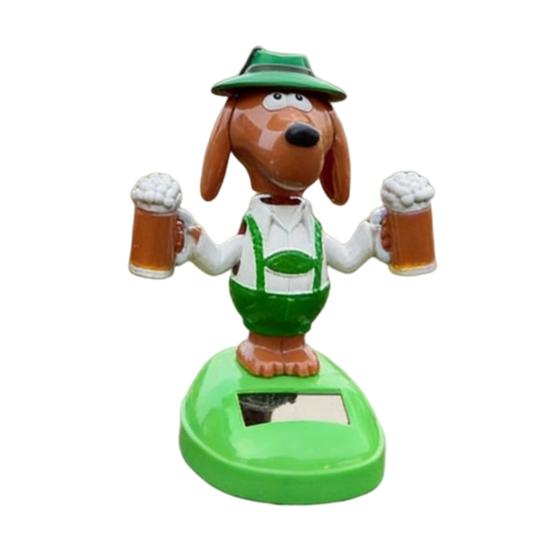 Solarbetriebenes wackelndes Hund Auto-Ornament Niedliche Bier Haustier Schaukel Figur für Armaturenbrett Umweltfreundliches Vibrationsspielzeug grün