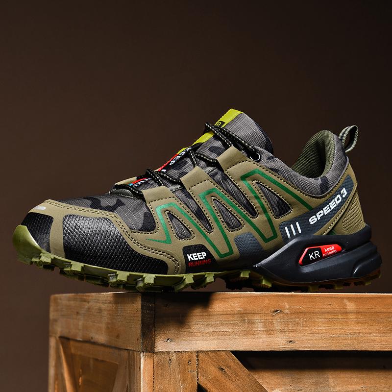 Große Größe 39-48 Wanderschuhe Herren Camouflage Sneakers Bequeme Outdoor Sport Laufschuhe Kletterschuhe für Herren Rutschfeste Jogging Training Sneakers Stiefel 46 grün