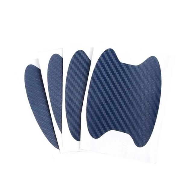 4 Teile/satz Auto Styling Leisten Aufkleber Auto Tür Aufkleber Carbon Faser Kratzer Beständig Abdeckung Auto Griff Schutz Film Teile 4PCS blau