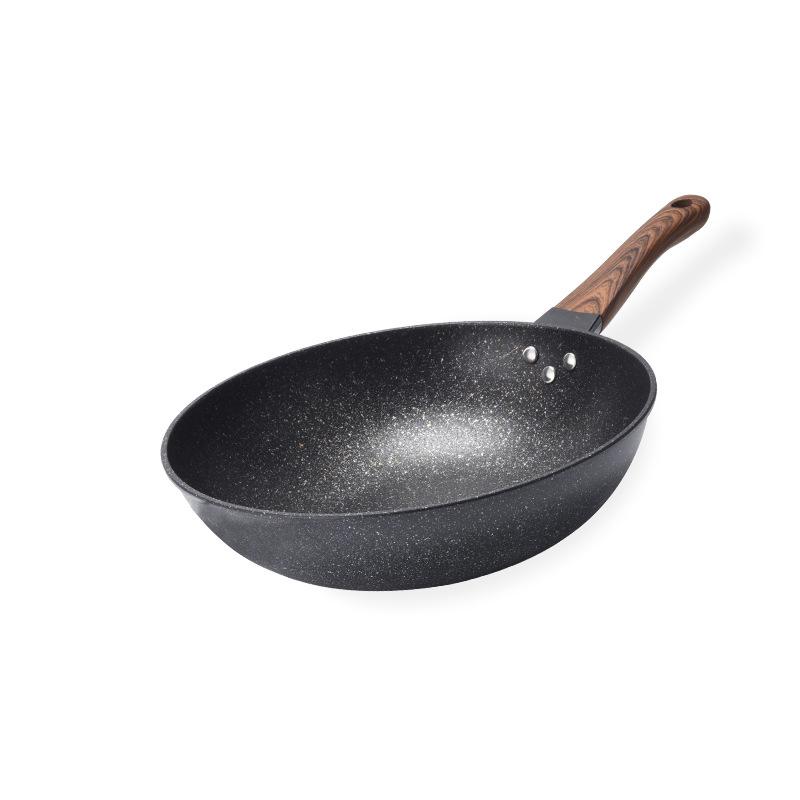 12,5 Antihaft-Wok Bratpfanne Kochgasherd Induktion Bratpfanne Kochgeschirr Langlebiger Maifanstein Zuhause Steak Pfannkuchen Kasserolle black