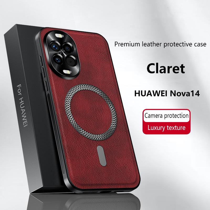 Luxus PU-Leder Hülle Für Huawei Nova 14 Ultra 14 Pro Magsafe Magnetischer Linsenschutz Stoßfeste Abdeckung Für Huawei Nova 13 Pro PU Leather&Huawei nova 13