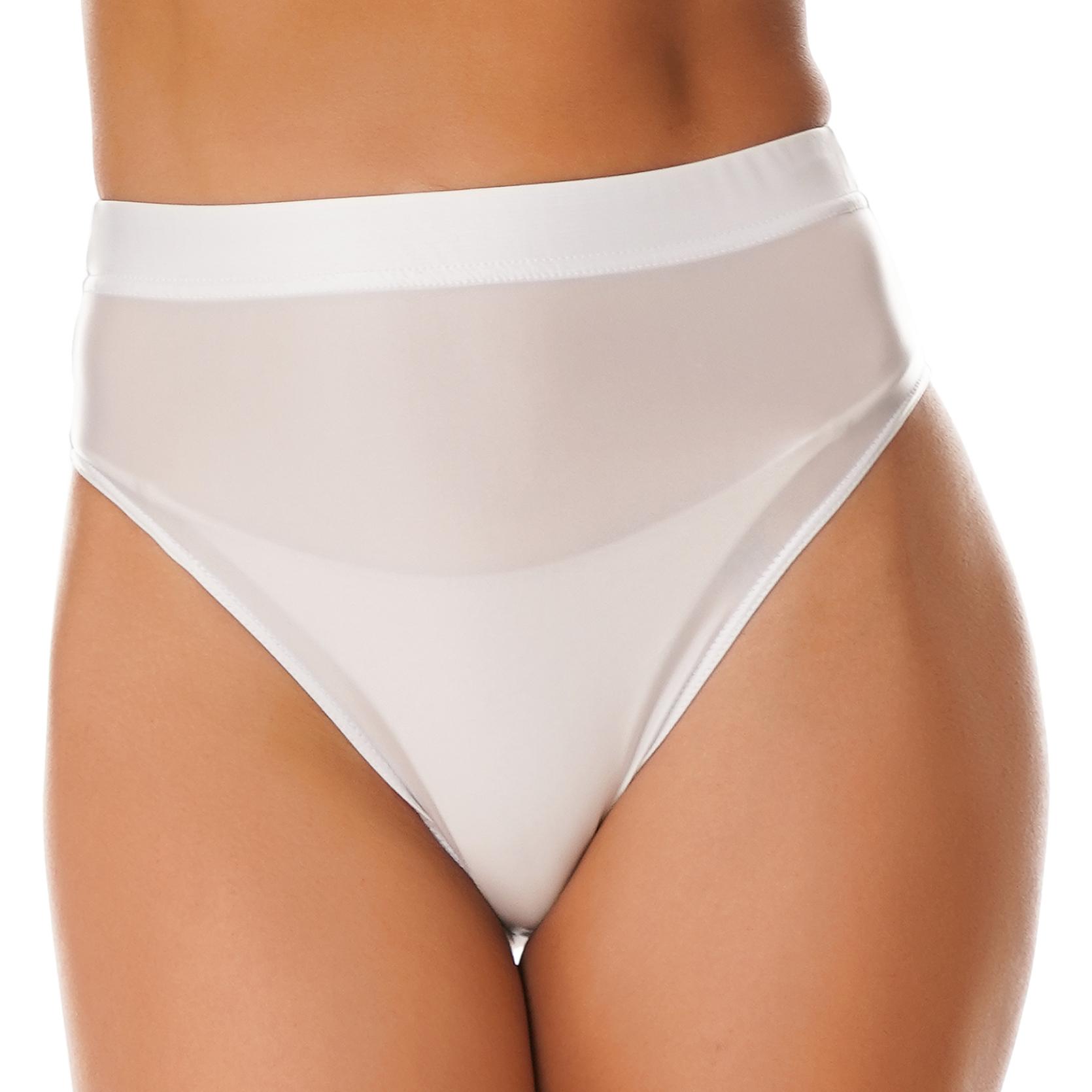 Damen-Badeanzug, glänzend, einfarbig, hohe Taille, Slips, Unterwäsche, Badeanzug, Unterteil, Strand, Pool, Party, Sonnenbaden, Bademode XXL weiß