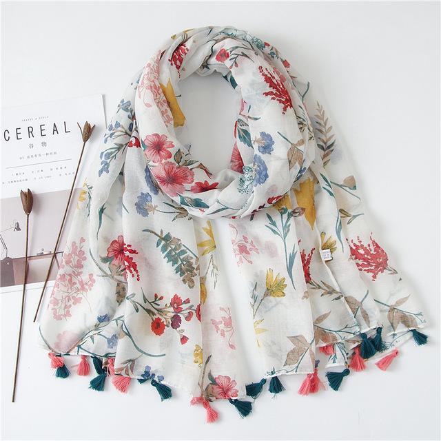 Luxus Marke Frauen Baumwolle Schal Mode Strand Printt Schal Wraps Weiblich Foulard Quaste Schals Arabischen Hijabs Schalldämpfer Bandana Pareo One Size