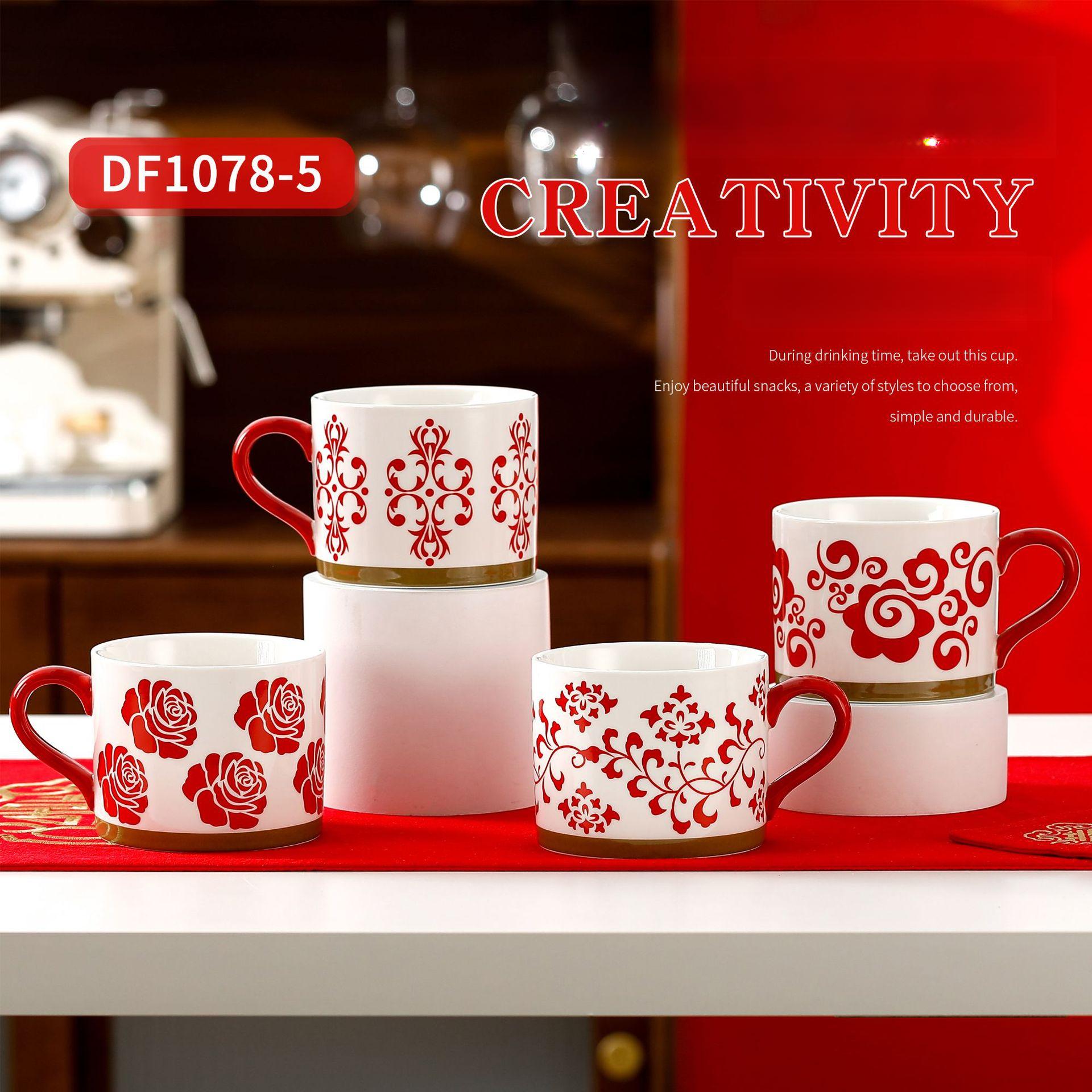 Kreative Persönlichkeit Einzelbecher Festlich Kleine Blume Keramiktasse mit Handbecher Mädchen Paar Geschenk Wasserbecher Kleines Geschenk 450ML