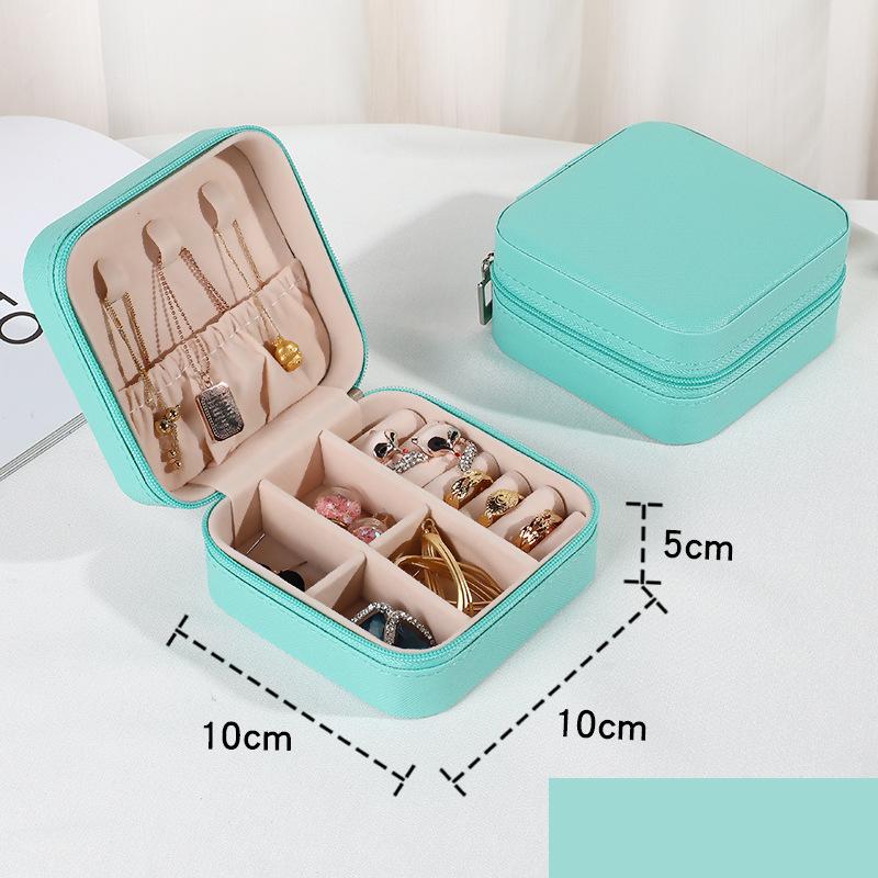 Schmuck Organizer Display Reise Schmuck Fall Boxen Tragbare Medaillon Halskette Schmuck Box Leder Lagerung Ohrring Ring Halter himmelblaue