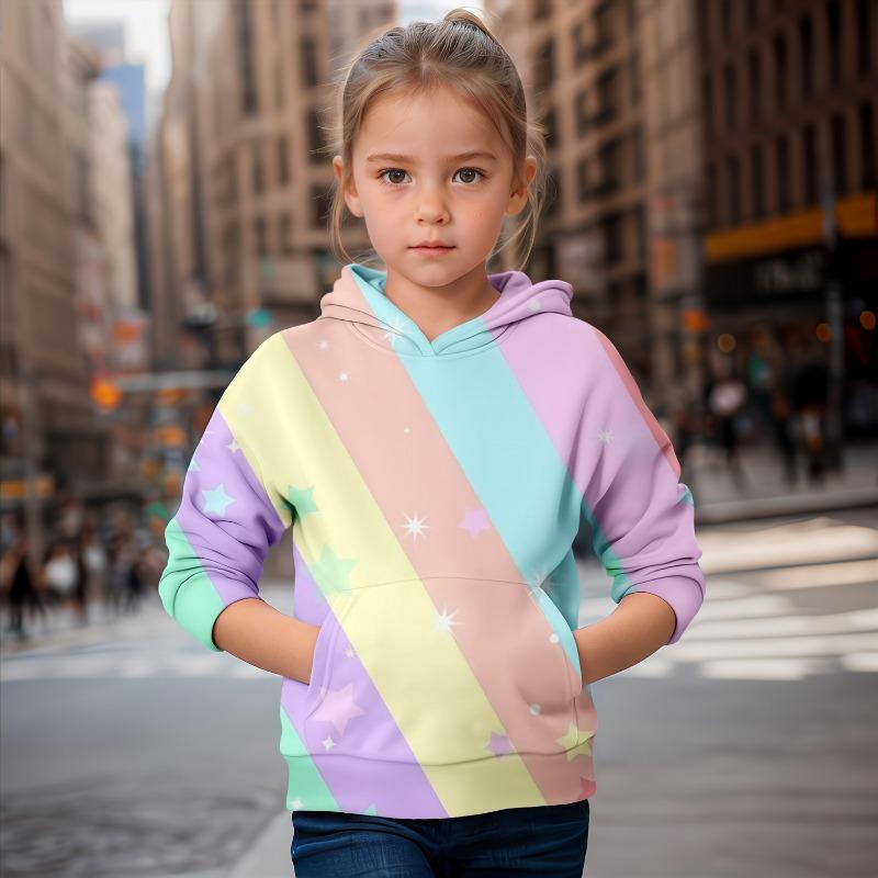 Mädchenkleidung Regenbogen Freunde Bedruckte Hoodies Herbst Kinderkleidung Langarm Mode Tops Kinderkleidung Kind Jungen Kleidung 130CM