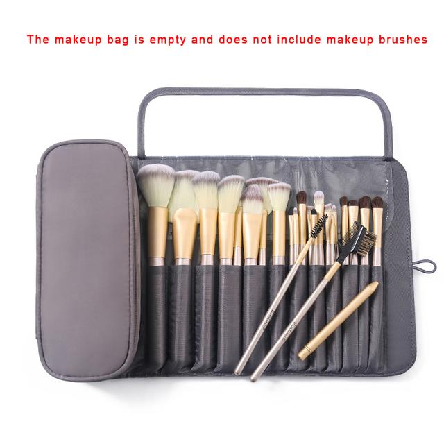 Make-up-Tasche für Damen, Kosmetikpinsel-Tasche, Reise-Organizer, Make-up-Pinsel, Faltwerkzeuge, Rolltaschen, wasserdichter Nylon-Make-up-Koffer grau