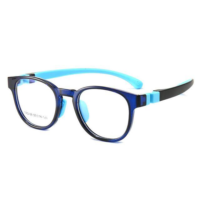 Abnehmbare Kinder-Brille, blau, lichtbeständig, für Kinder, Silikonkautschuk, Katzenaugen-Brille, für Jungen und Mädchen, weicher Rahmen blau