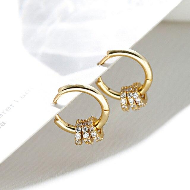 925 Sterlingsilber Hiphop Schmuck Runde Kreis Creolen für Damen Kleine Gold Silber Farbe Schmuck Geschenke S -E1358 beige
