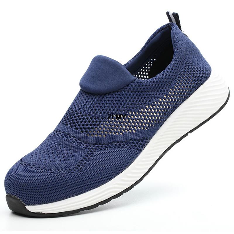 Mesh-Sicherheitsschuhe Männer Sommer Stahlkappe Arbeitsschuhe Pannensichere Anti-Smash-Arbeitssicherheitsstiefel Mann Atmungsaktive Sicherheitsstiefel Männlich 40