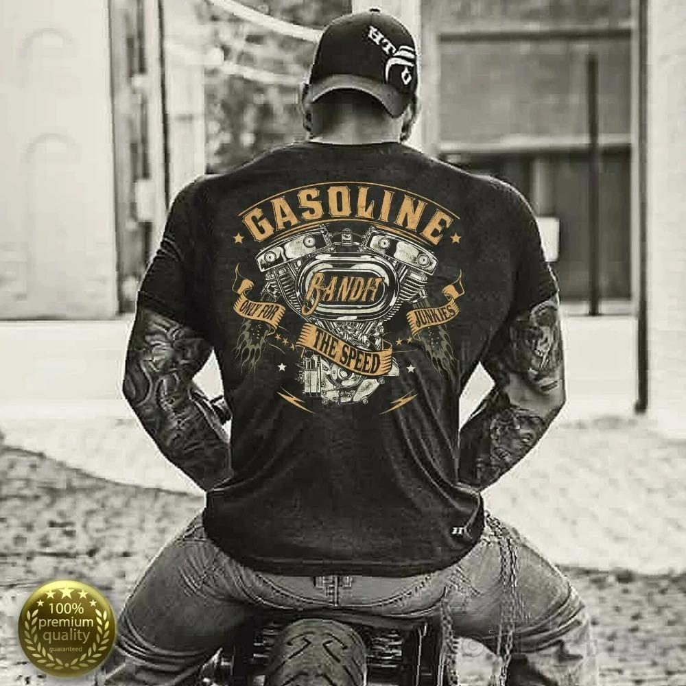 Respekt für Biker Benzin V-Twin Motorrad Chopper Motorradfahrer T Hemd. 100 % Baumwolle, lässige T-Shirts, lockeres Oberteil, Größe S-3XL M schwarz