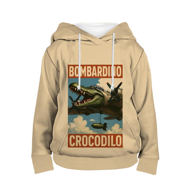 Tung Tung Tung Sahur Hoodie Italienischer Hirnfraß Kinderbekleidung Tralalero Tralala Kinder Sport Sweatshirt für Jungen und Mädchen Pullover 130 blau