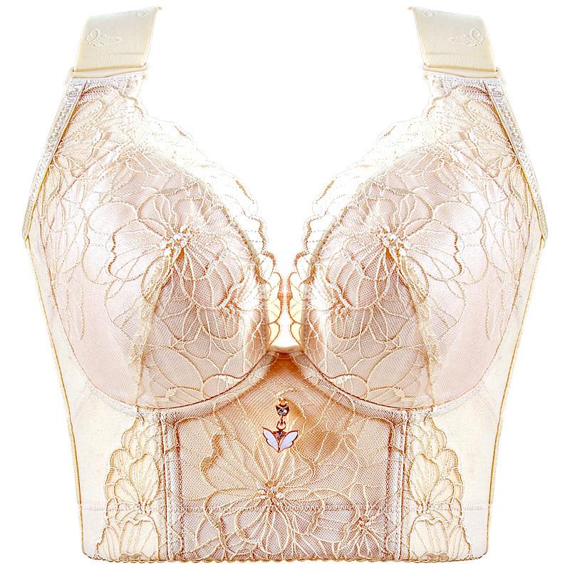 Frauen Push-Up Bh Dessous Sexy Bh Spitze Dessous Bh Intime Top Crop Top 3/4 Cup BH Kostenloser Versand für Frauen 46/105E beige