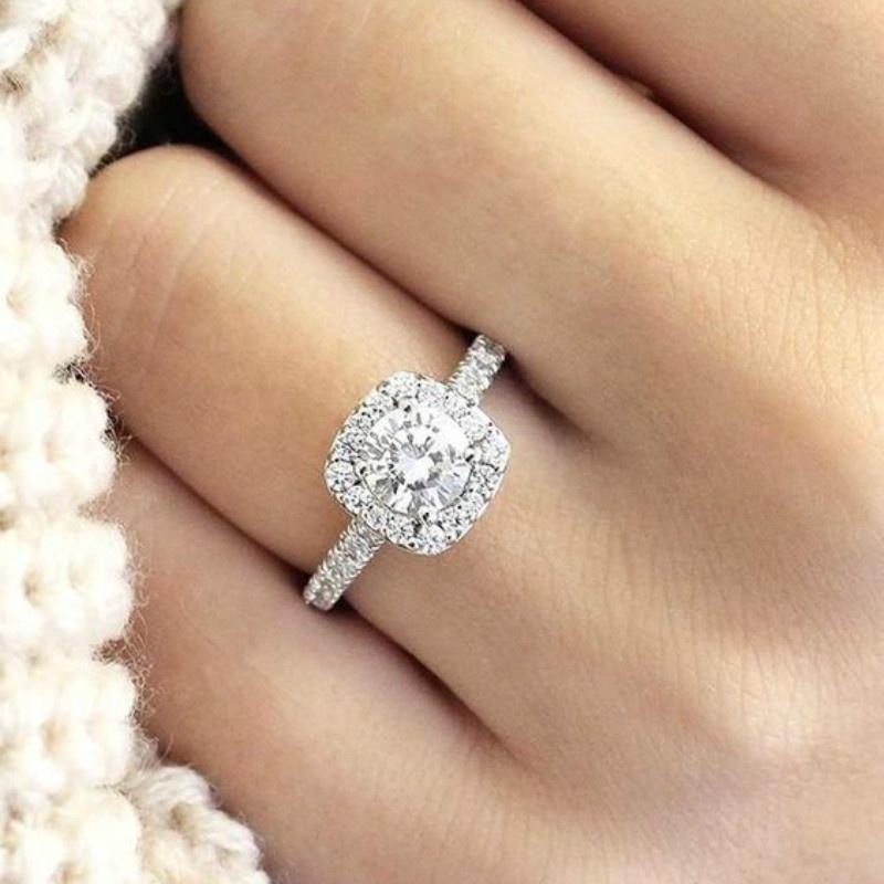 Exquisiter modischer Ring für Damen, Prinzessin, weißer Saphir, Diamant-Schmuck, romantische Hochzeit, Geburtsstein, Braut, Hochzeit, Verlobungsring, Party-Schmuck 6
