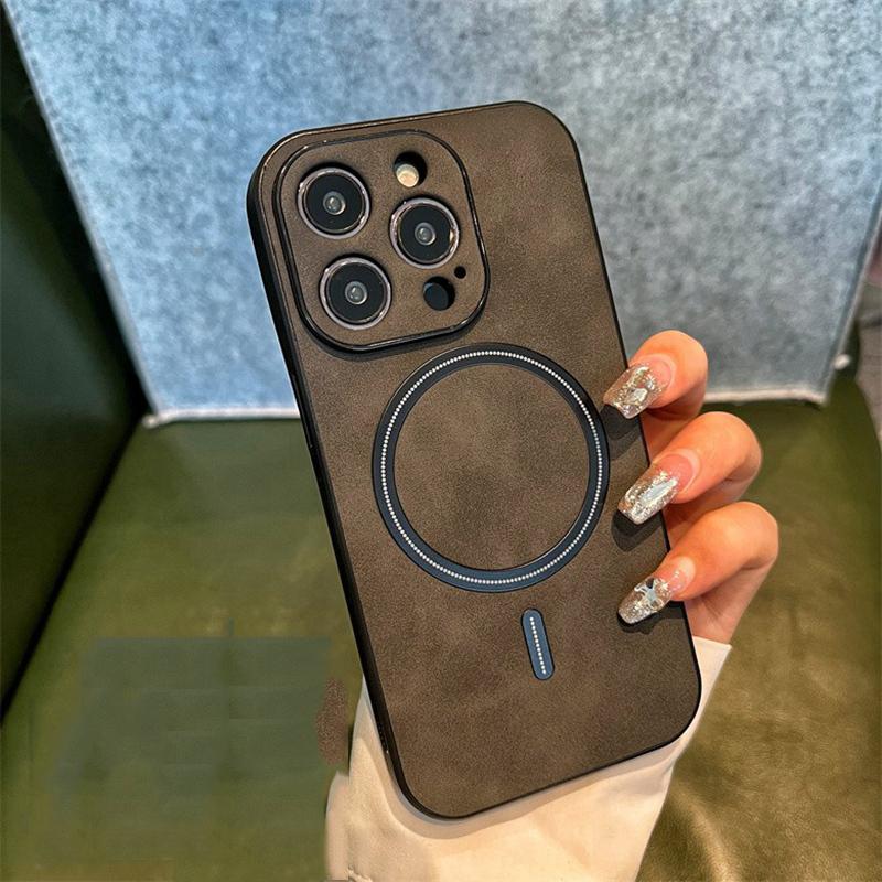 Retro Wireless Charging magnetische PU Leder Handytasche für iPhone 14 13 12 11 Pro Max Plus X Xs XR Xs Max Stoßstange stoßfeste Hüllen Abdeckung iPhone 14 Pro Max schwarz