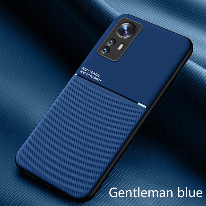Für Xiaomi Mi 12 Pro 12X 5G Hülle Luxus PU Leder Textur Weiche Rückseite für Xiaomi Mi12 Mi12X Magnetischer Halter Handyhüllen For Xiaomi 12 blau