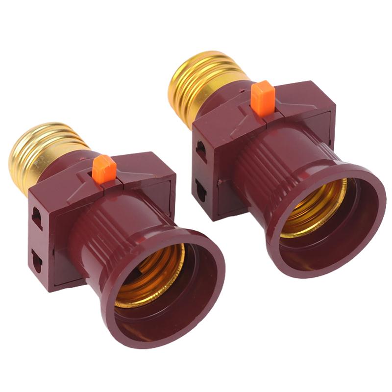 1Pc E27 Mit Schalter Buchse Doppel Schraube Multi-Zweck Buchse Schalter Lampe Halter Steckdose Lampe Basis Beleuchtung zubehör braun