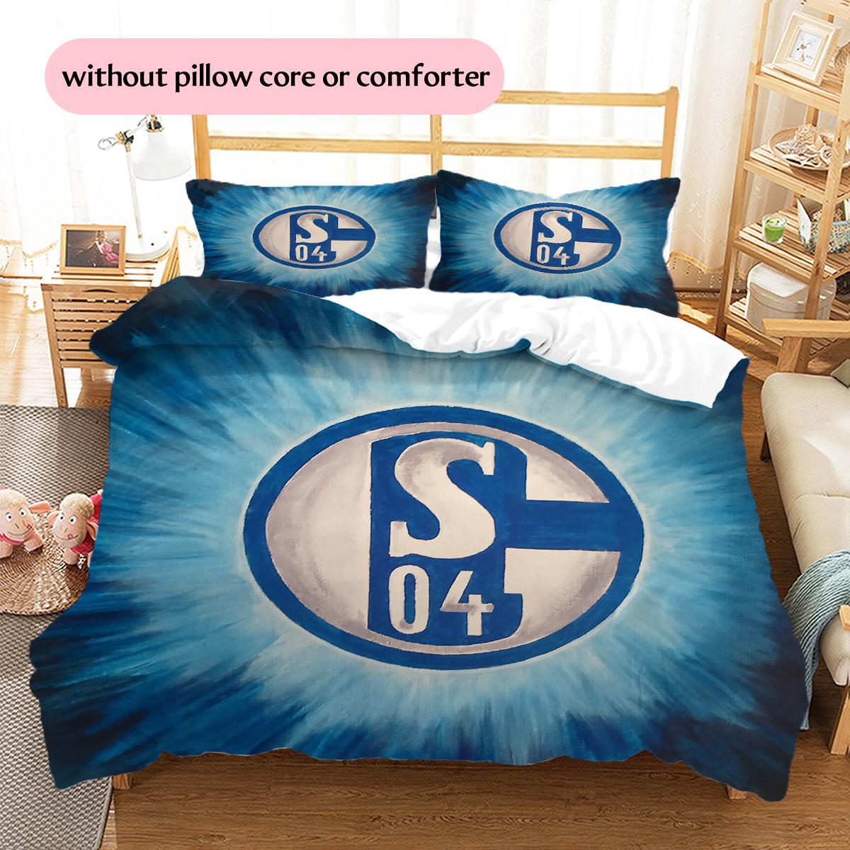 Schalke 04 Fußballverein Muster Bettwäsche Heimdekoration Geburtstagsgeschenk (1 Bettbezug + 2 Kissenbezüge, ohne Füllung) 240x220cm