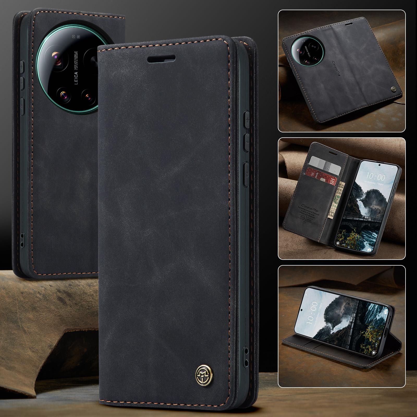 CaseMe für Xiaomi 17 Ultra Luxuriös Retro Magnetischer Flip PU Leder Handyhülle für Xiaomi 17 17Ultra Brieftaschenabdeckung Handy Hülle Xiaomi 17 schwarz
