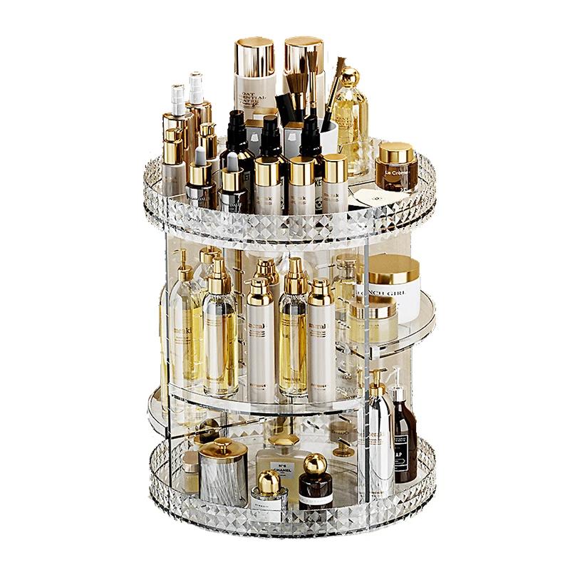 Um 360 Grad drehbarer Kosmetik-Organizer, Schminktisch-Organizer, Lippenstift-/Hautpflege-Etagenregal, Schminktisch-/Hautpflege-Aufbewahrung 12