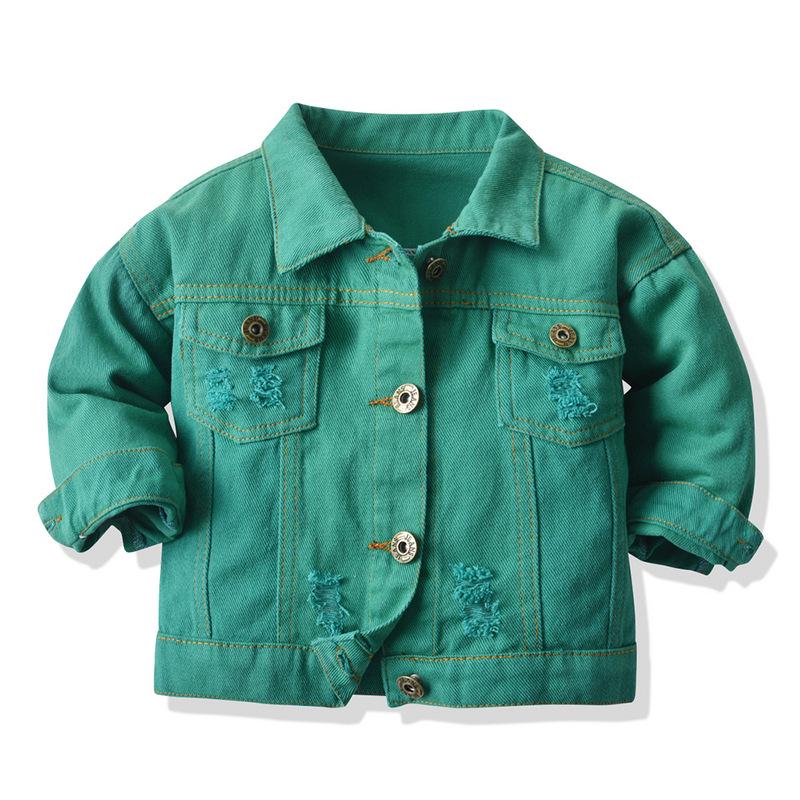 Kinder Jeansjacke in Bonbonfarben - Frühling & Herbst Koreanischer Stil Mode für Kinder 140 cm grün