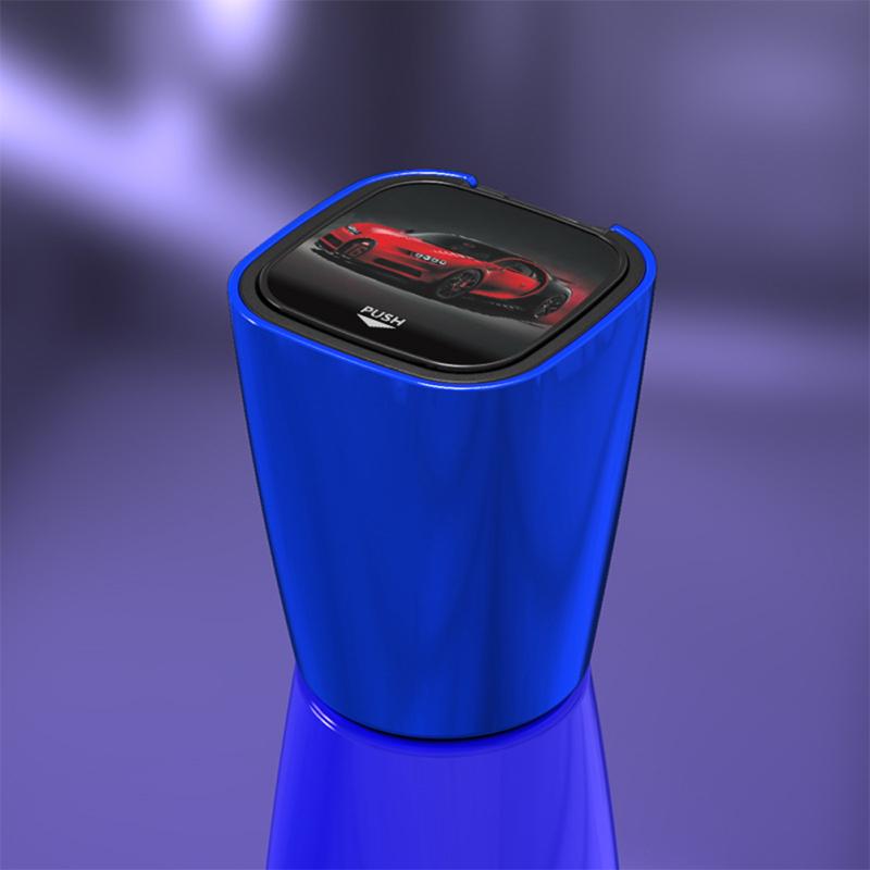 Tragbarer Auto-Aschenbecher mit doppelter Innenbox und LED-Beleuchtung blau