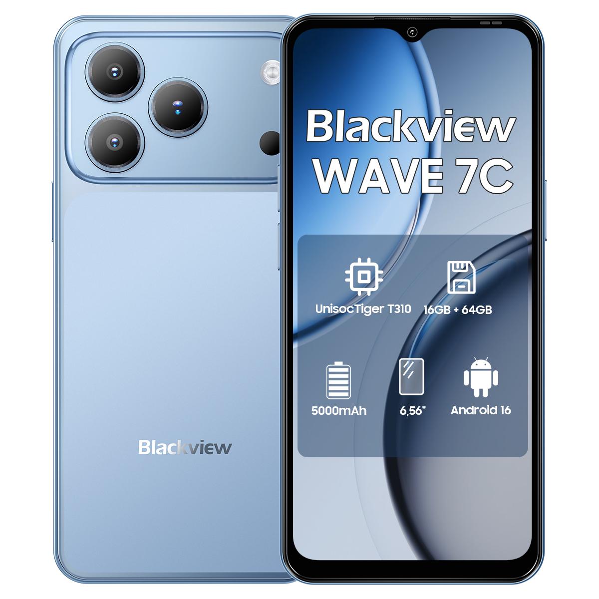 Blackview WAVE 7C 4G KI-Smartphone 16GB+128GB 6.56  Android 16 5000mAh Mobiltelefon 4+64 blau