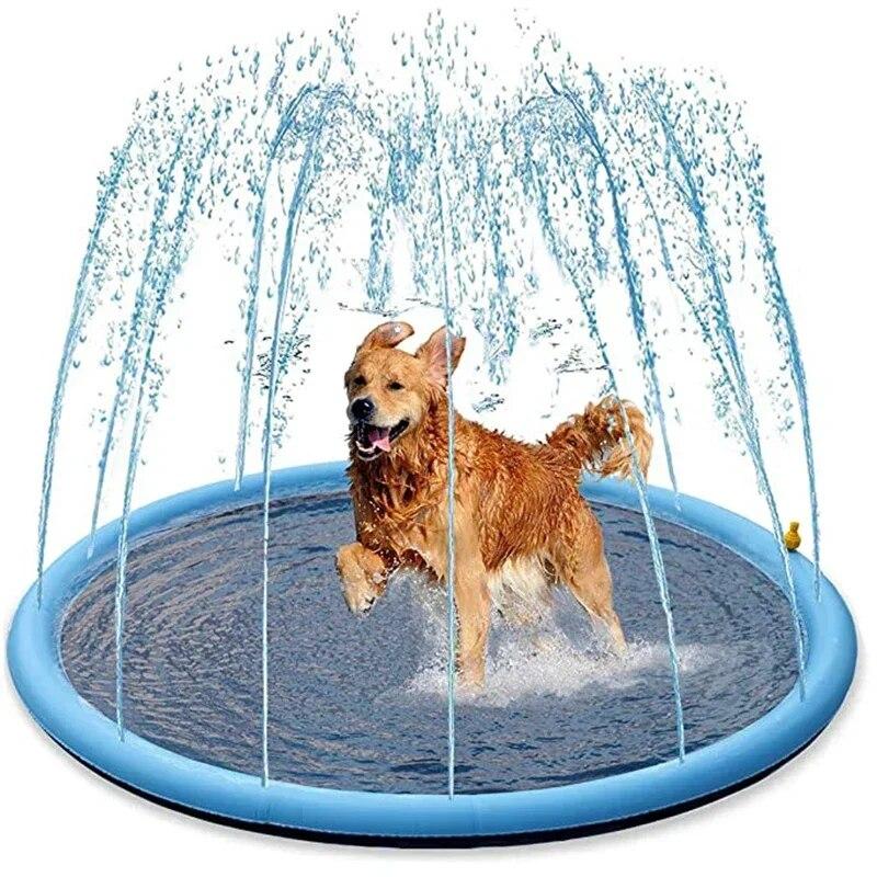 Verdickte Haustier-Sprühmatte, rutschfeste Matte für Haustiere, Outdoor-Sprühmatte für Hunde und Kinder, zusammenklappbarer Swimmingpool für Haustiere und Hunde, zusammenklappbare Reinigung brown