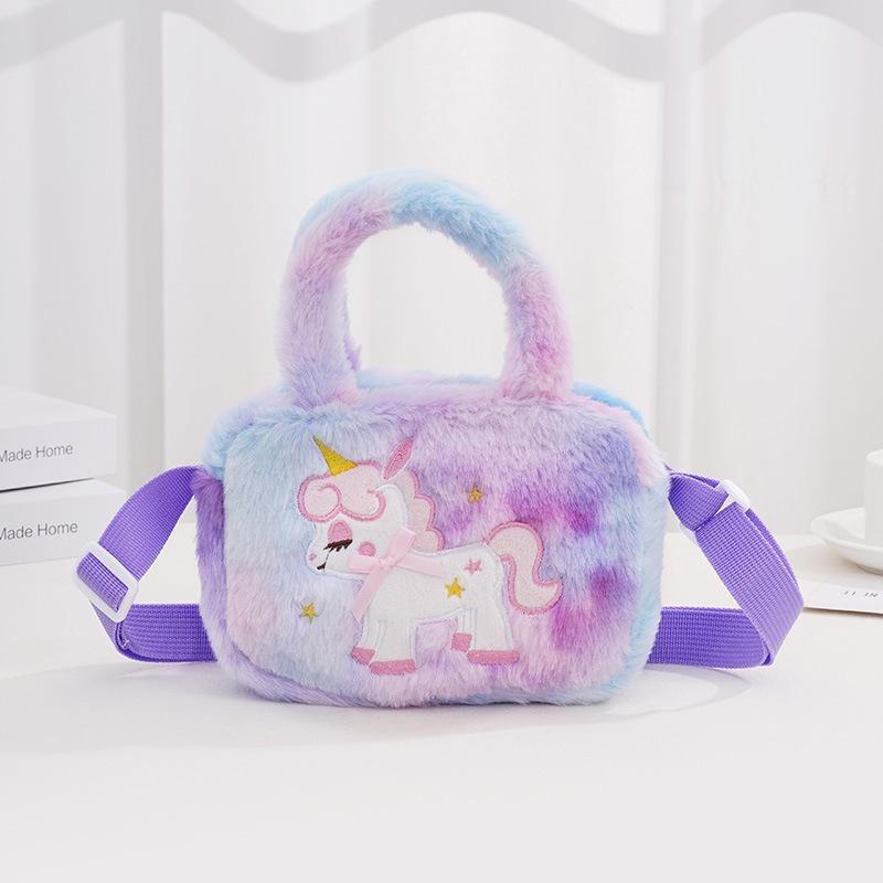 Einhorn Handtasche Geschenk, Einhorn Handtasche Schmuckset, Einhorn Kinderschmuck Halskette Armband, Ring, Haarspange, Rollenspiel für kleine Mädchen violett