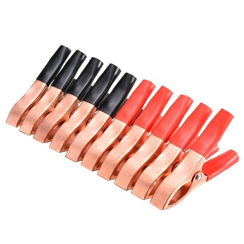 10 Stück 30A Krokodilfederklemme Rot & Schwarz Autobatterie-Clip-Kabel Krokodilklemme Ladegerät Klemme Spannungsprüfwerkzeug Zubehör