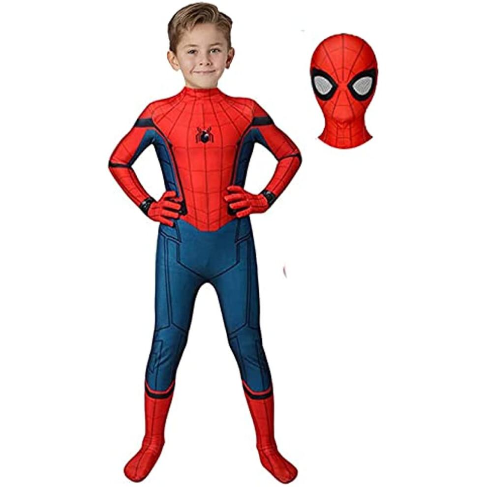 (150 cm) Spider-Man Cosplay Kostüm Für Kind Kinder Homecoming Spiderman Anzug Superheld Zentai Jumpsuit Halloween Karneval Party Kostüm 150cm