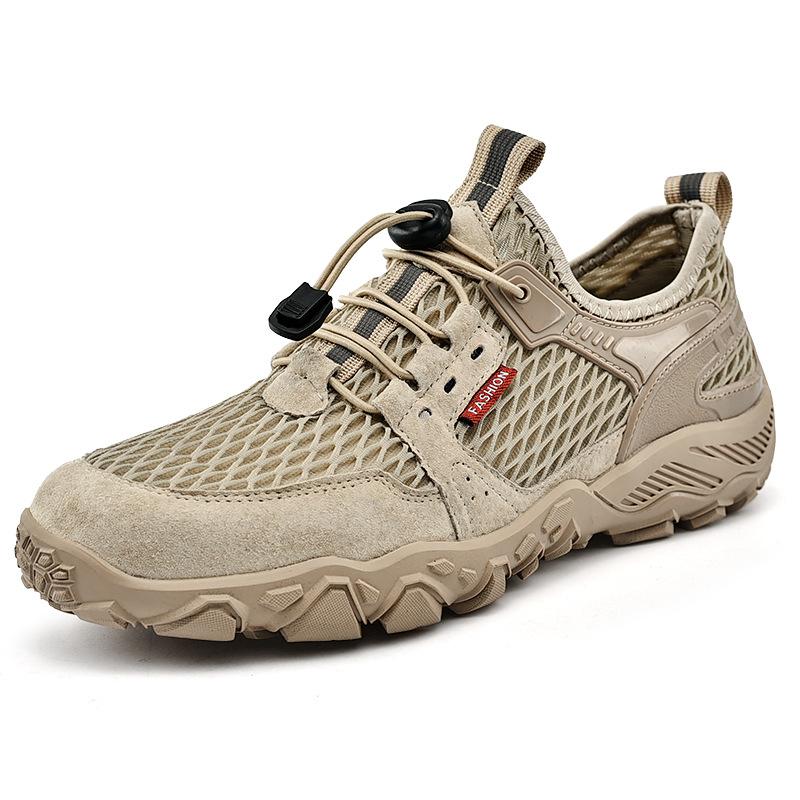 Herren Weiche Wanderschuhe Sommer Atmungsaktive Mesh-Sneaker Leicht Schwarz Wanderschuhe Wanderschuhe Outdoor-Schuhe Kletterschuhe Männlich 46 beige