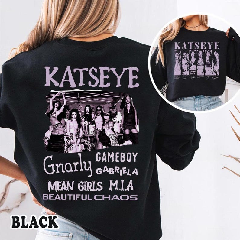 2026 Katseye 2-seitiges T-Shirt, Katseye Kpop-T-Shirt, Katseye Beautiful Chaos T-Shirt, Kpop Musik Fan Geschenke, Katseye Mädchen T-Shirt, Kpop Geburtstags-T-Shirt M