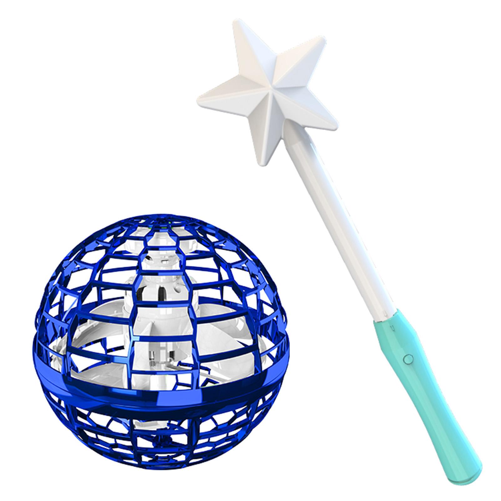 Flynova Pro Flying Ball Boomerang Spinner Dynamische RGB-Lichter mit Stick-Steuerung (Rosa Ball + Stock) ball with Magic stick blau
