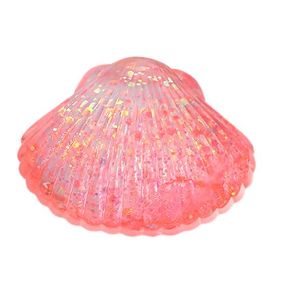 Mini Glitzer Muschel Quetschspielzeug, Stressabbau Zucker Stressball Fidget Spielzeug, Weiche Dehnbare Transparente Meeresmuschel Sensorisches Spielzeug rosa