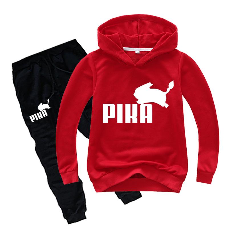 Mode Kinder Hoodies Set Schöne Eichhörnchen Hoodie Kinder Anime Drucken Jungen Hoodies Jogging Hosen 2 stücke Set Sweatshirts Kinder kleidung 160cm rot